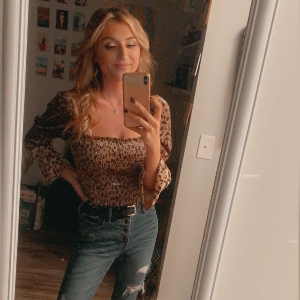 Leopard Print Smocked Top
